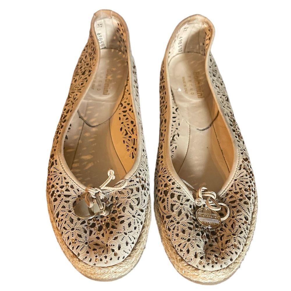 Baldinini Trend women’s Ballet Flats Crochet Suede Leather Sz 7